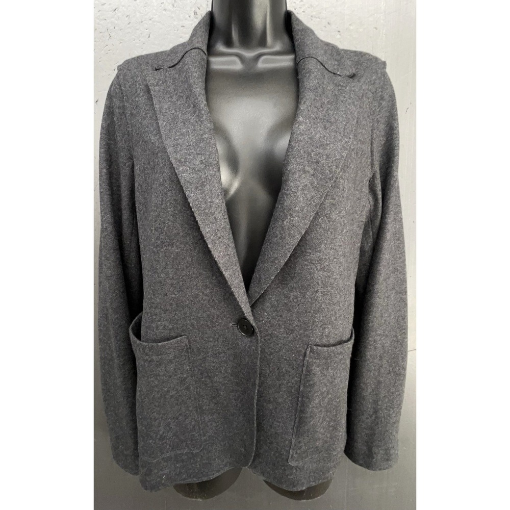 Banana Republic Jacket Blazer Women 8 Gray Wool Blend Unstructure Pocket Minimal